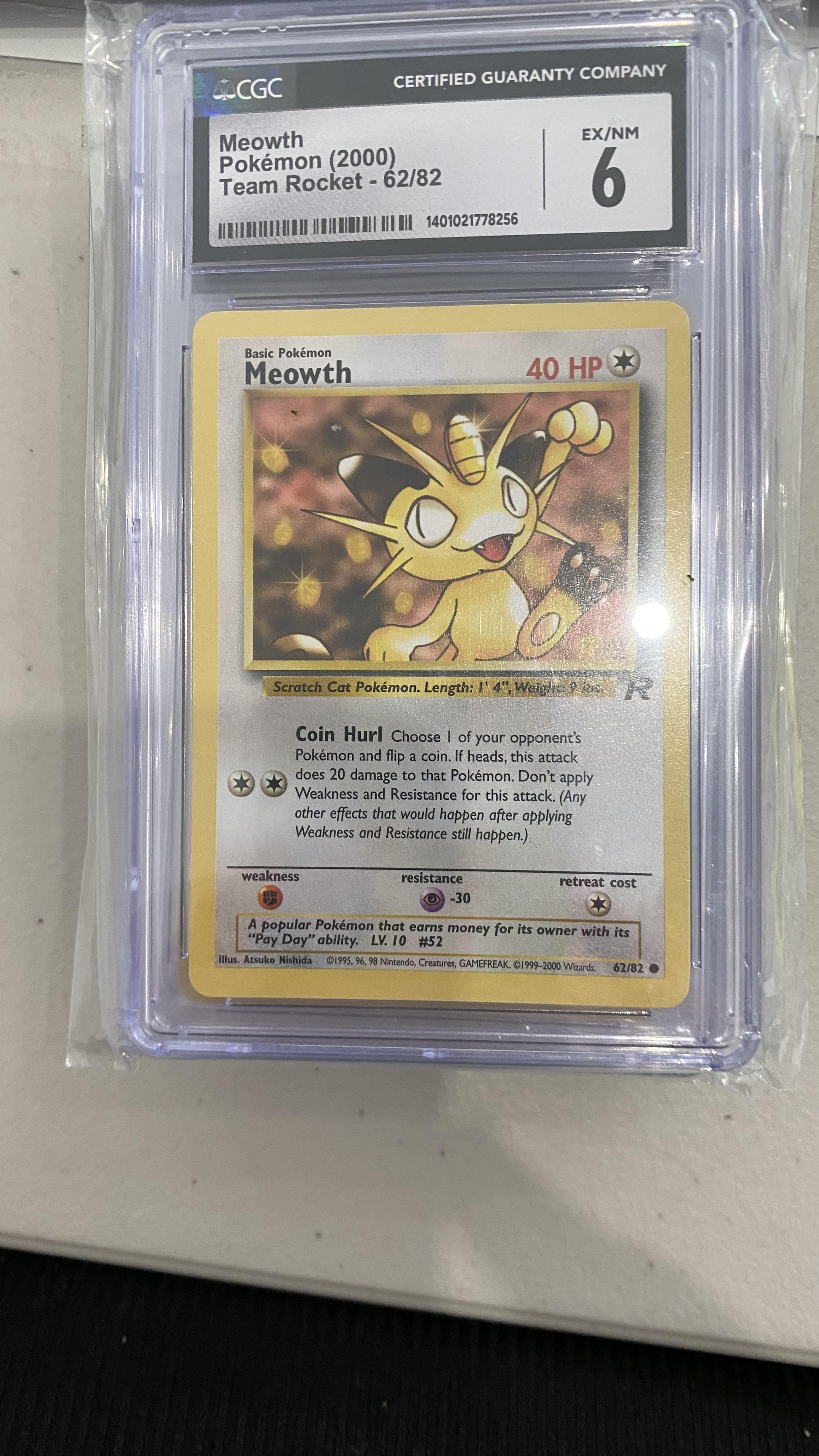 Image of CGC: Grade: 6 - Unlimited 2000 Meowth - 62/82 - Team Rocket